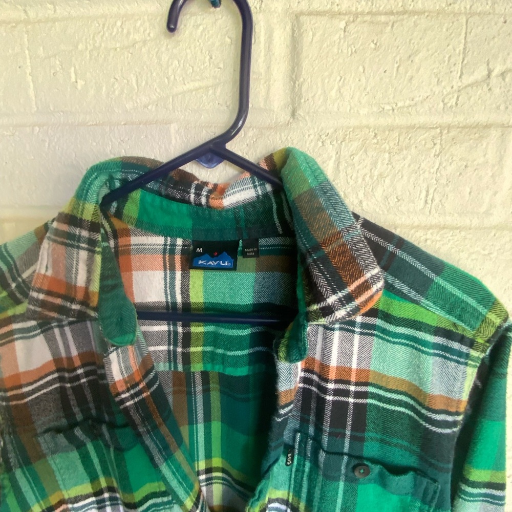 Kavu Green Plaid Casual Button Down Shirt